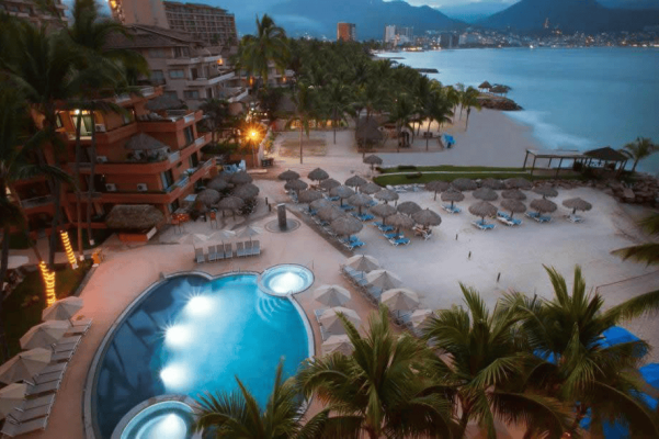 Luxury resort overlooking Banderas Bay in Puerto Vallarta, Mexico